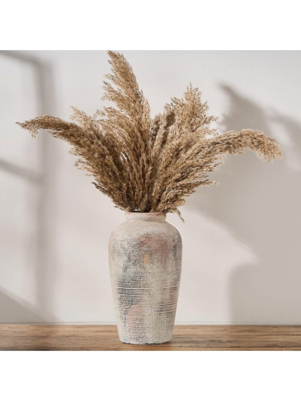 14.4 inch Ceramic Rustic Tall Vase Farmhouse Living Room Threaded Home Decor